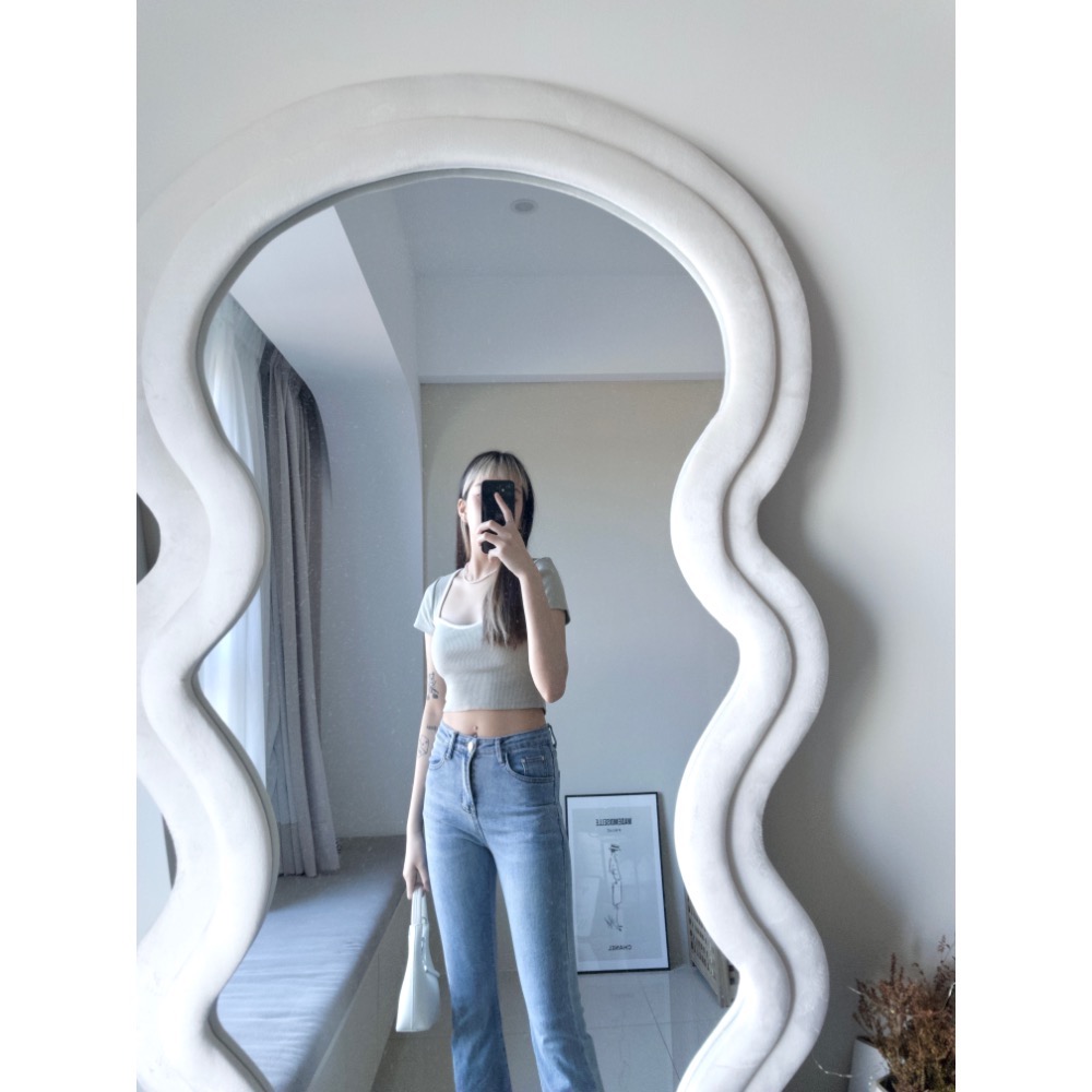 桃心領撞邊坑條胸墊T-細節圖5