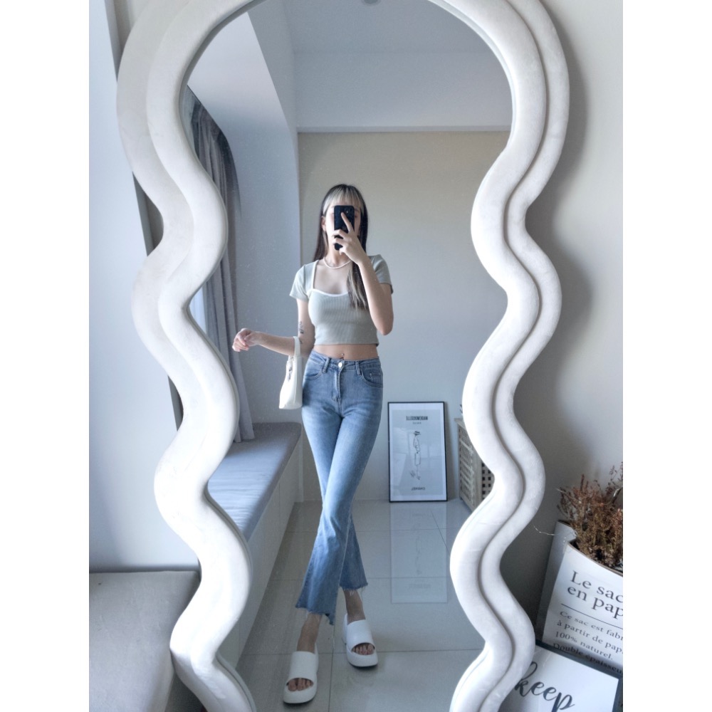 桃心領撞邊坑條胸墊T-細節圖6