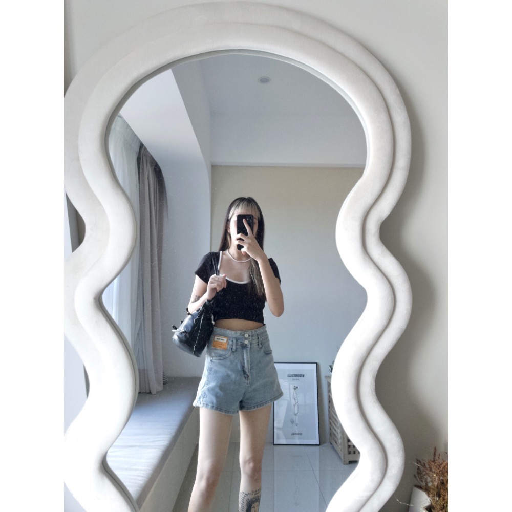 桃心領撞邊坑條胸墊T-細節圖7