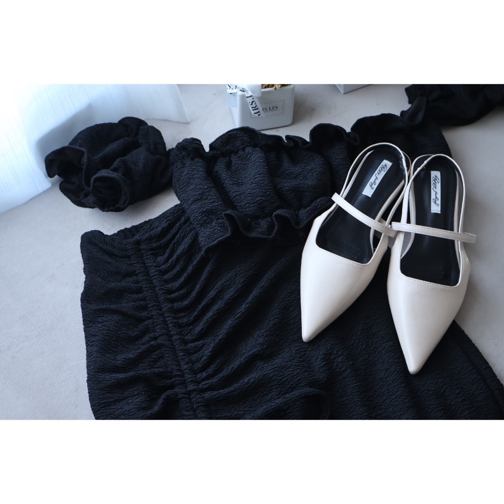 雲朵接袖上衣側開衩抽繩長裙2件set-細節圖2