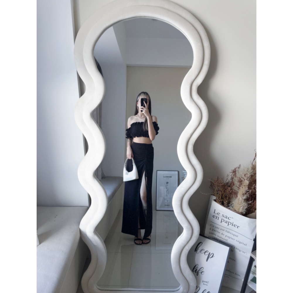 雲朵接袖上衣側開衩抽繩長裙2件set-細節圖6