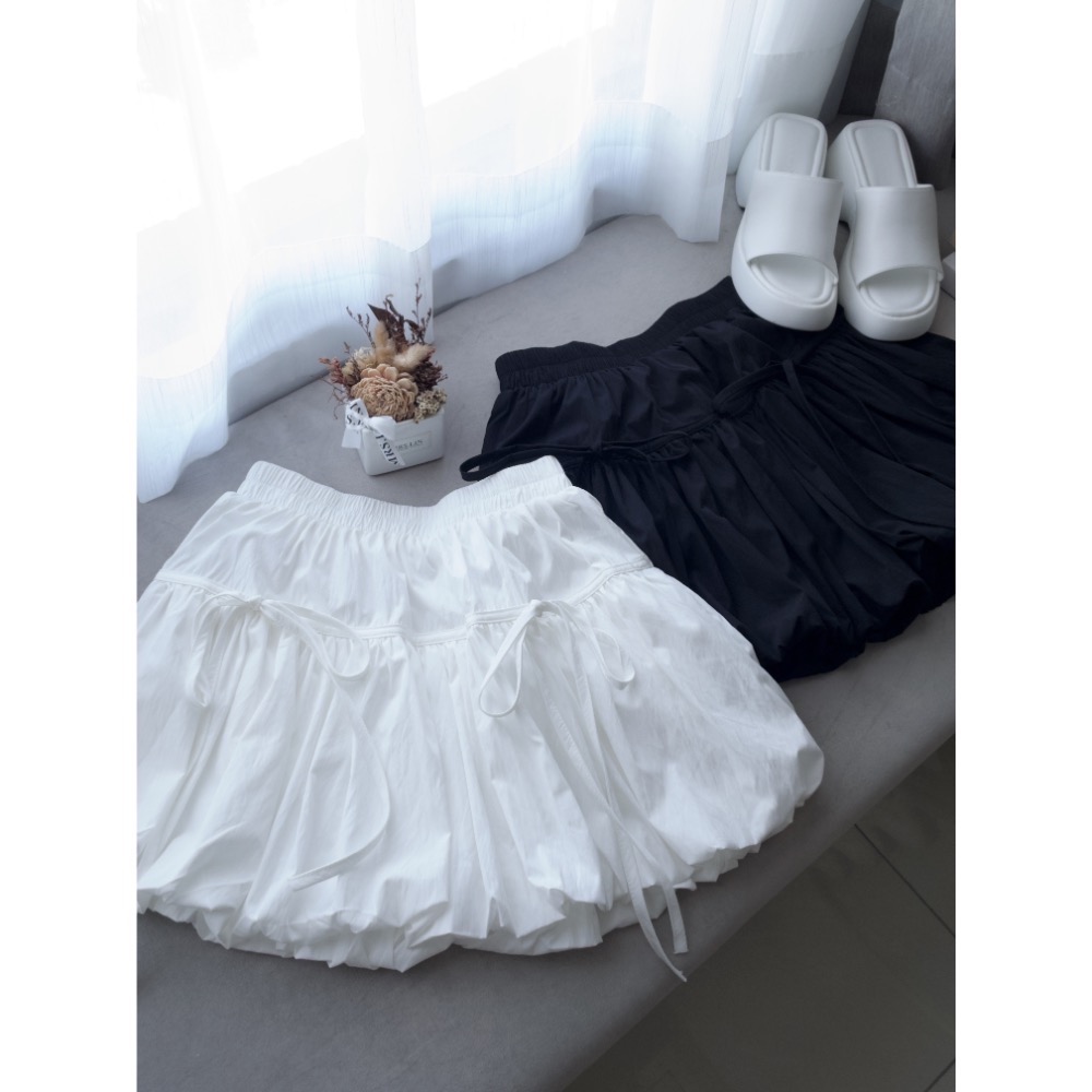 蝴蝶結鬆緊燈籠蓬蓬裙-細節圖2