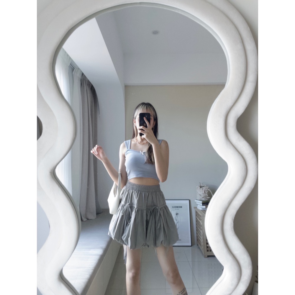 蝴蝶結鬆緊燈籠蓬蓬裙-細節圖3