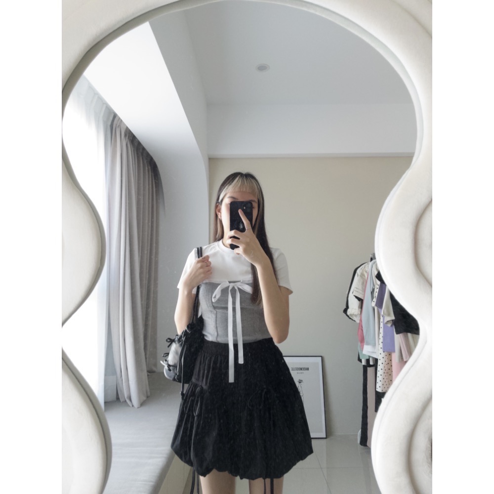 蝴蝶結鬆緊燈籠蓬蓬裙-細節圖7