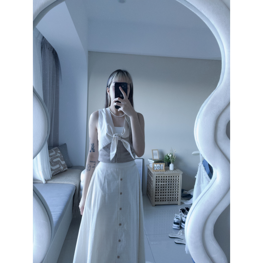 正韓🇰🇷前綁結配色渡假套裝-細節圖3