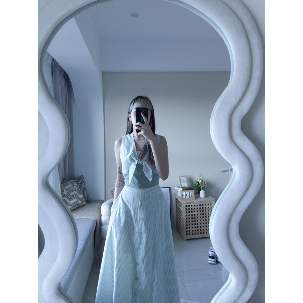 正韓🇰🇷前綁結配色渡假套裝-細節圖5