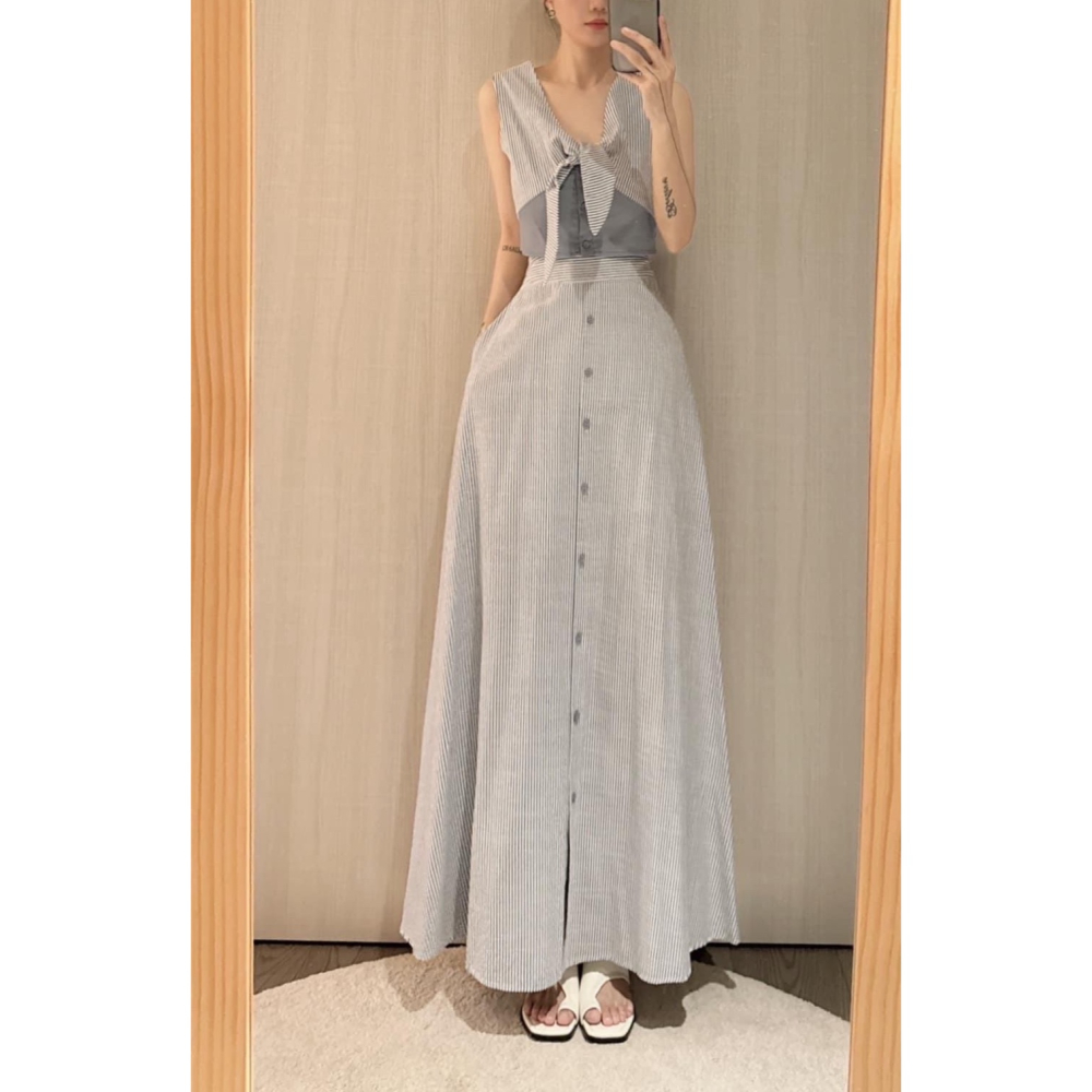 正韓🇰🇷前綁結配色渡假套裝-細節圖9