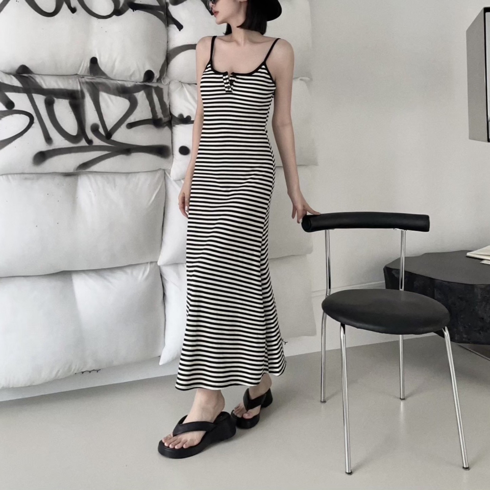 修身開釦細肩質感長洋-細節圖2