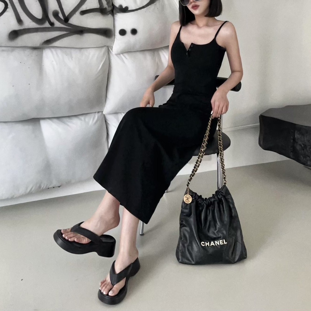 修身開釦細肩質感長洋-細節圖3