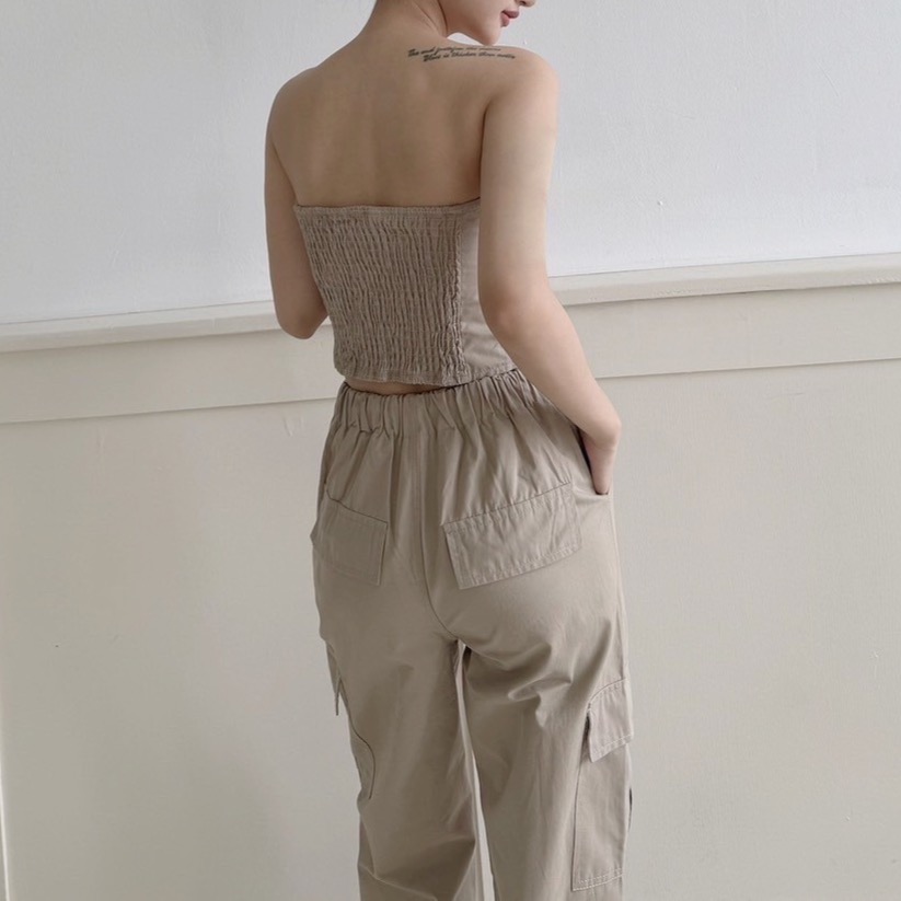 工裝平口抽繩寬褲SET-細節圖5