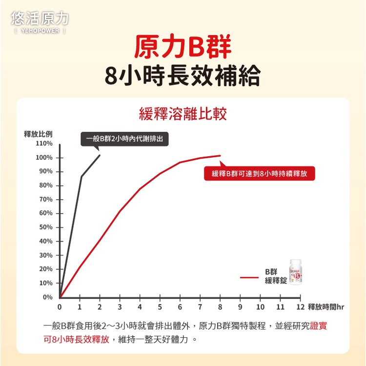 悠活原力 緩釋長效 綜合維生素 b12 維他命 維生素 b群 緩釋長效 綜合維生素B群 緩釋膜衣錠 (60粒/-細節圖3