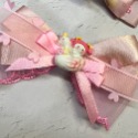 ｜粉、紫色系｜卡通手作蝴蝶結蕾絲/韓風織花/珍珠典雅馬尾髮夾/瀏海夾（多款）-規格圖2