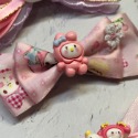｜粉、紫色系｜卡通手作蝴蝶結蕾絲/韓風織花/珍珠典雅馬尾髮夾/瀏海夾（多款）-規格圖2