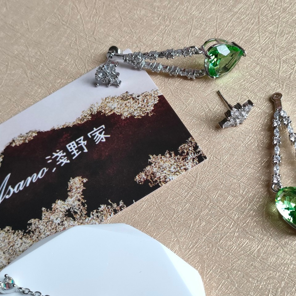 光與夜之戀．夏鳴星．生賀印象延伸精緻翠綠愛心鋯石質感套組(項鍊 手鍊 耳環)-細節圖2