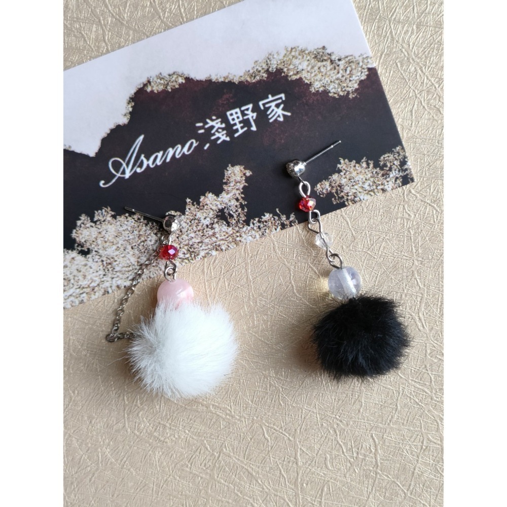 戀與製作人．同人延伸．奇妙咖啡廳．全員系列毛絨不對稱耳環-細節圖2