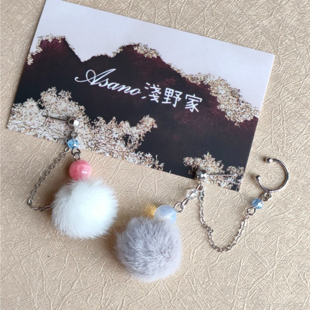 戀與製作人．同人延伸．奇妙咖啡廳．全員系列毛絨不對稱耳環-細節圖6