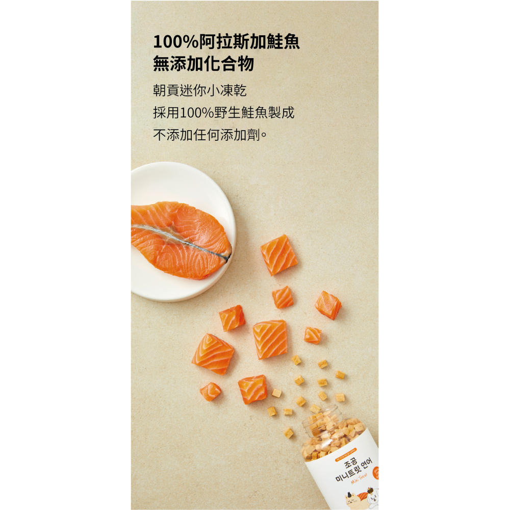 【韓國朝貢】迷你型海鮮凍乾-鮭魚（22g/75g罐）(210g袋裝)-細節圖5