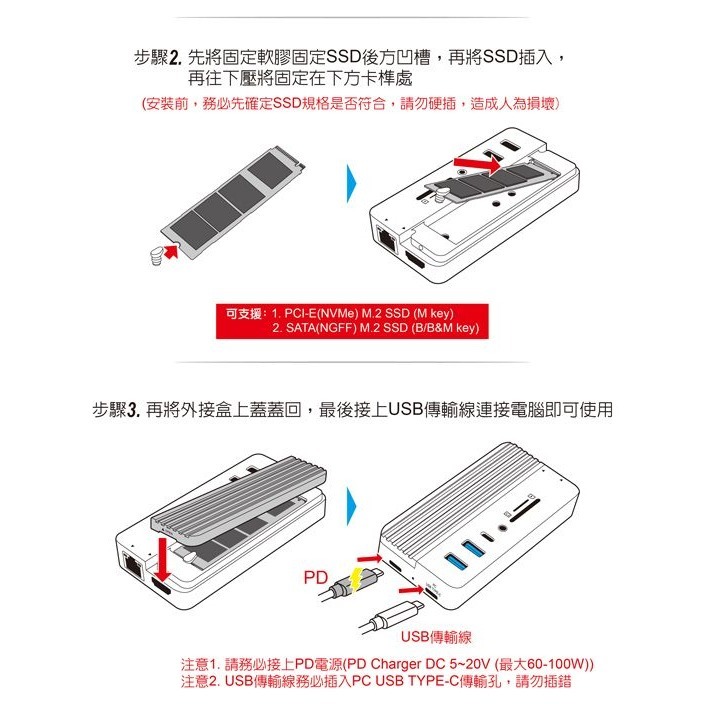 伽利略 USB Type-C M.2 雙規 10 in 1 擴充盒 （CM073）-細節圖7