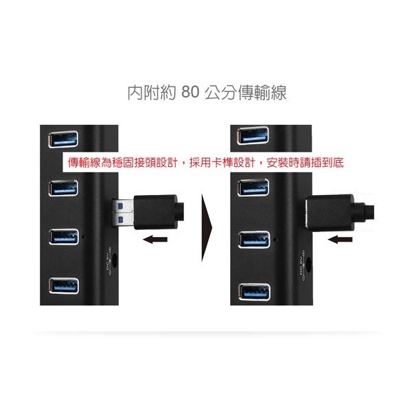 伽利略 USB3.2 Gen2 7埠 Hub 鋁合金 （H718S-BK）-細節圖4