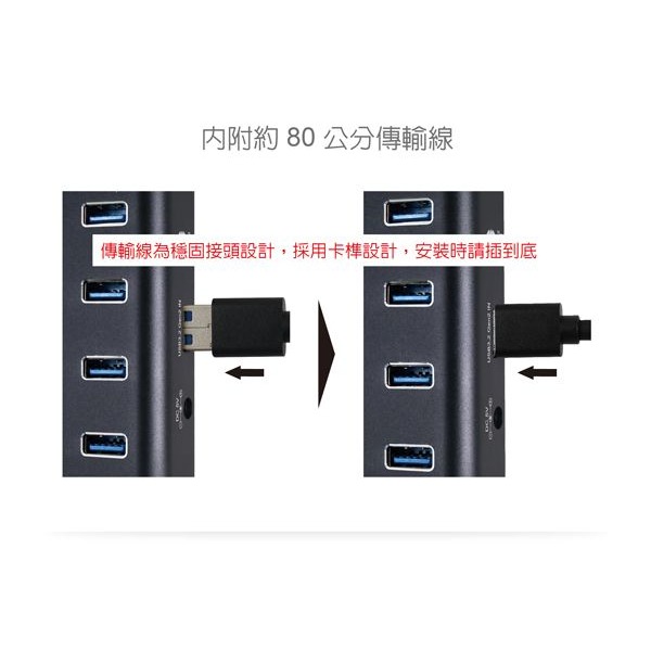 伽利略 USB3.2 Gen2 4埠 Hub 鋁合金 （H418S-BK）-細節圖4