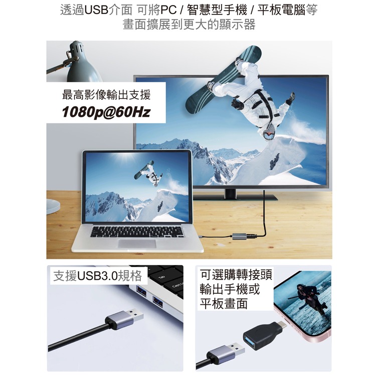伽利略 USB3.0 to HDMI	（U3THD）-細節圖2