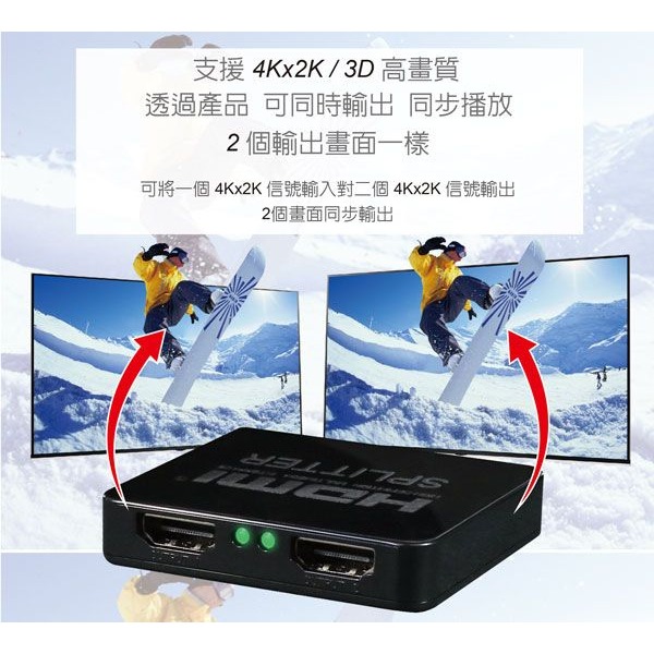 伽利略 HDMI 4K2K影音分配器 1進2出 塑殼   （HDS102AP）-細節圖3