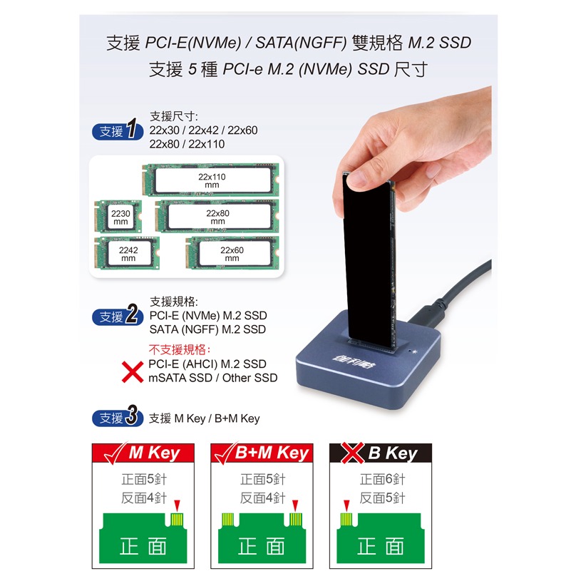 伽利略 USB3.2 Gen2 M.2雙協議 直立式硬碟座 (M2NVU36)-細節圖2