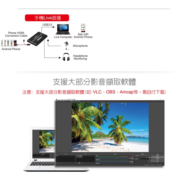 伽利略 USB3.0 HDMI 影音擷取器 1080p 60Hz (含 輸出耳機/麥克風)	(U3THVCOE)-細節圖4
