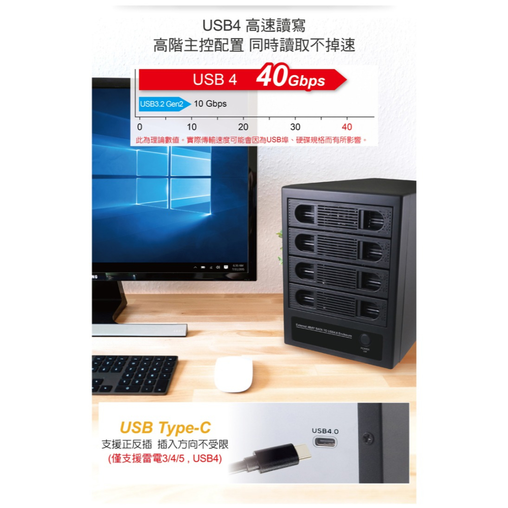 伽利略 USB4 40Gbps 4層抽取式硬碟外接盒(35D-U4S)-細節圖2