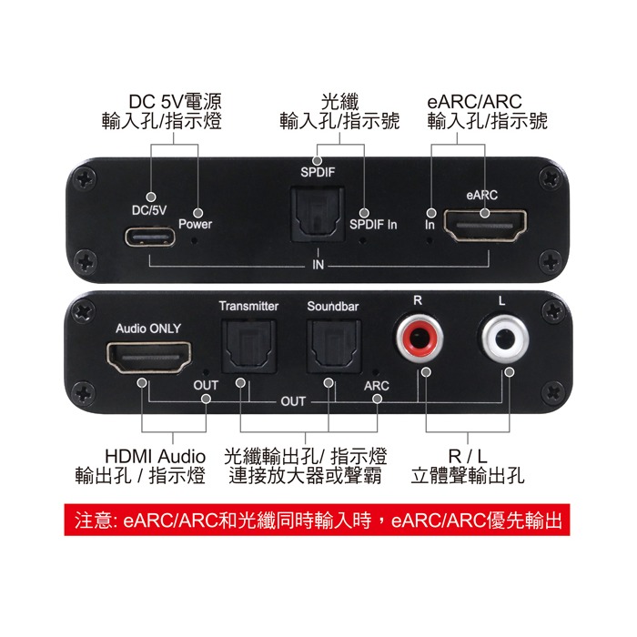 伽利略 HDMI eARC 轉 RCA/SPDIF/HDMI 音源轉換器 (HEARC3)-細節圖5