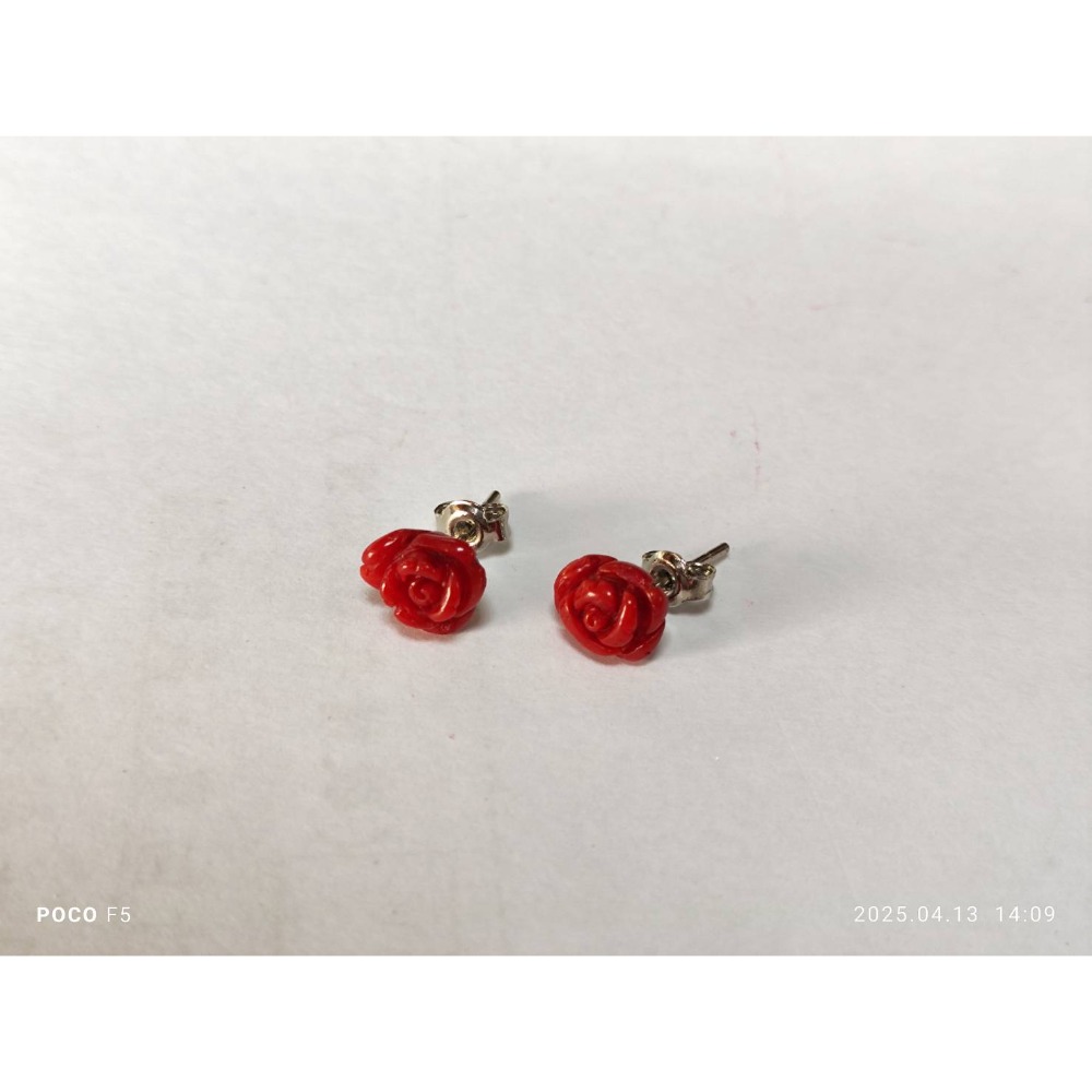 粉色珊瑚16顆5.8mm/1顆8.6mm/大紅1對玫瑰花7.3mm-細節圖3