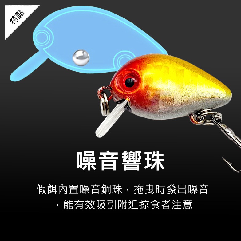 【KAITA】路亞米諾 Crank 微物 顫泳 搖滾小胖 路亞假餌 假餌 路亞 硬餌 釣魚 魚餌 28mm【2克】-細節圖6