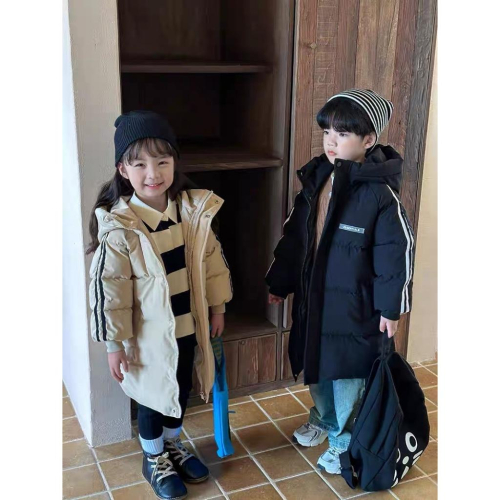 《 MuZi 木子🐳 》韓版中長款羽絨外套 大衣 羽絨服 男童 女童 男女寶 外套 帽子