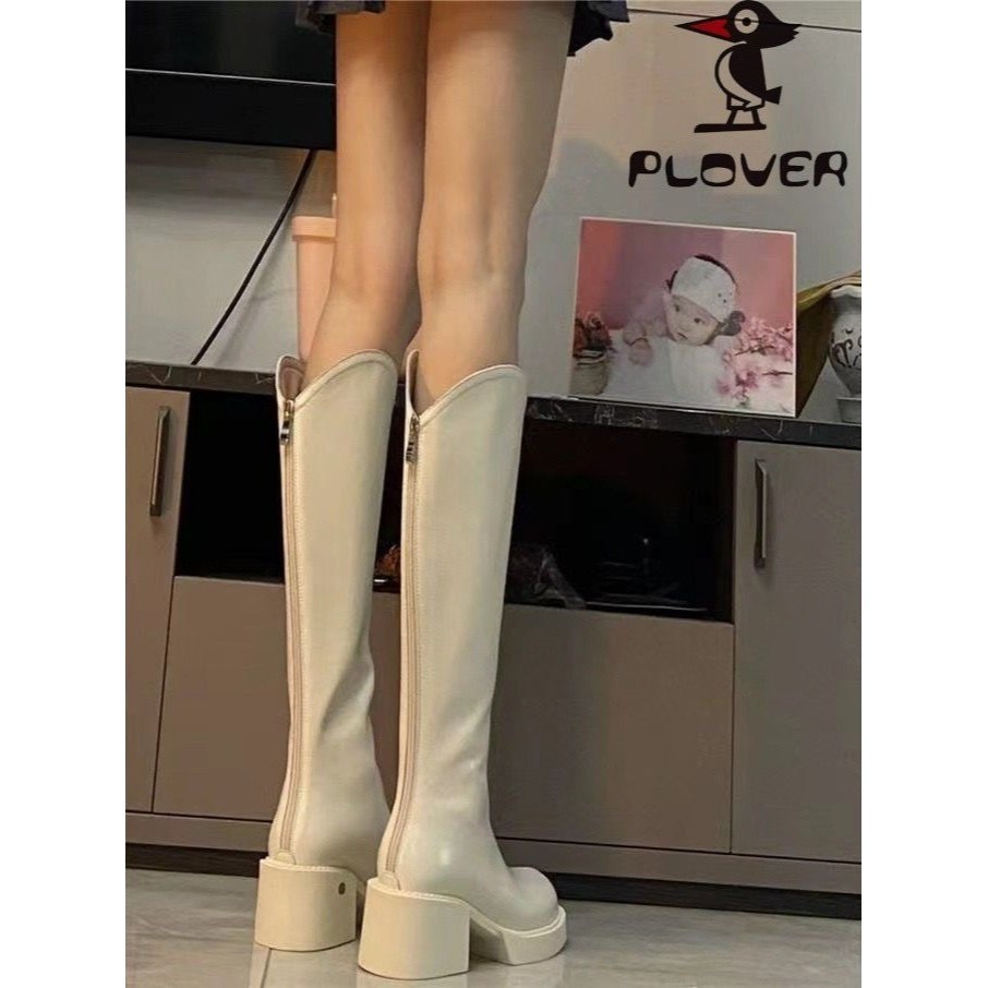 厚底v口顯瘦英倫風軟皮長靴-細節圖10