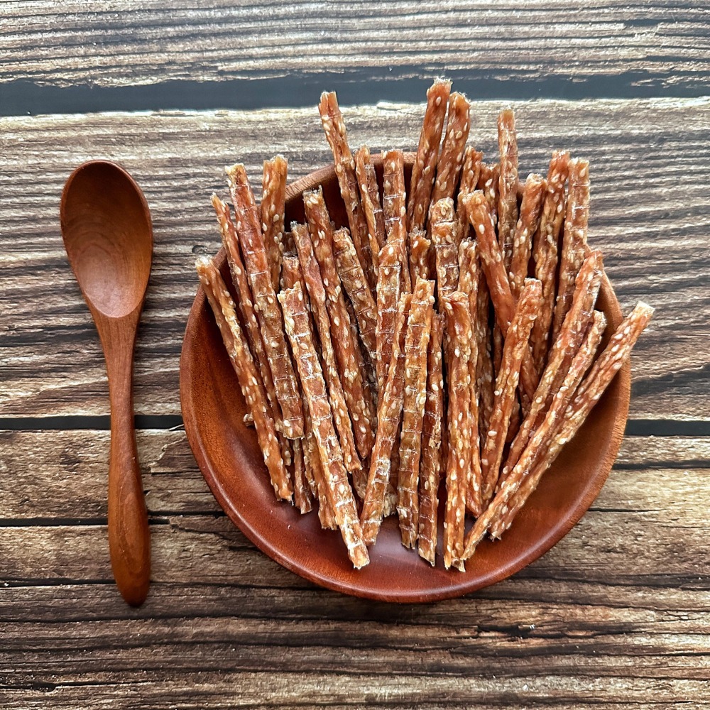【白芝麻雞肉條】豆豆手工寵物零食 無防腐劑 寵物零食 狗零食 寵物雞肉乾 肉乾 零食 手工零食 雞肉乾 雞肉條-細節圖2
