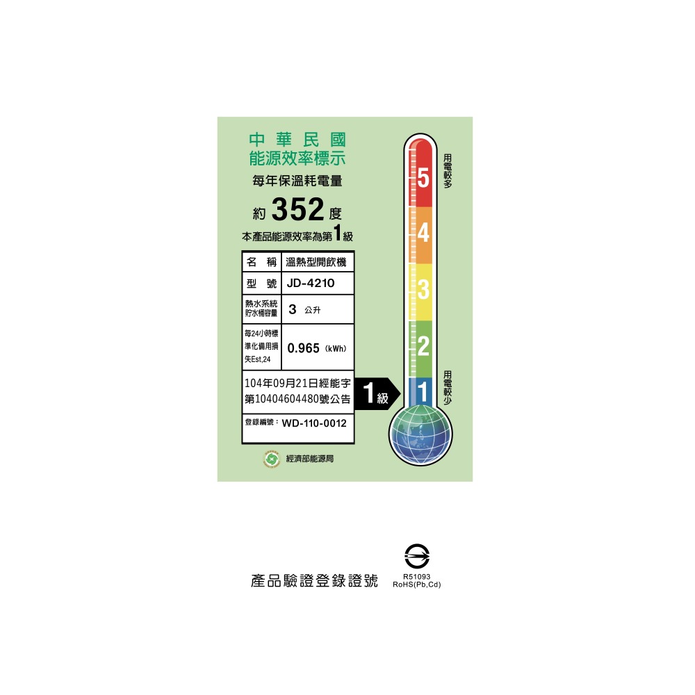 晶工牌 JD-4210 光控智慧溫熱開飲機 / 飲水機【能源效率1級】-細節圖2