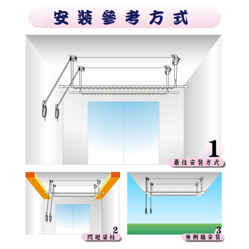 ANASA安耐曬- 窗簾式：雙桿WP-2【省力好操作】手拉繩式升降曬衣架-細節圖3
