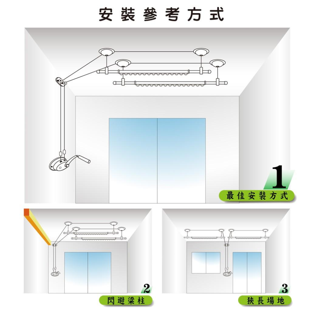 **手動款第一名**ANASA安耐曬-(剛貨到!熱騰騰!) 手搖式：雙桿LB-32【獨家升級版推拉式】手搖升降鋁合金曬衣-細節圖3