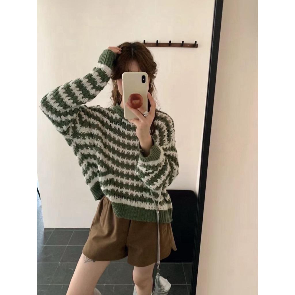 【𝐊𝐈𝐁𝐎𝐘𝐎】海鹽奶蓋輕暖條紋毛衣｜現貨-細節圖6