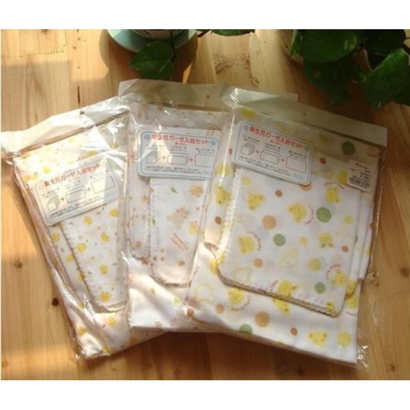 出口日本 洗澡巾 三種尺寸組合包 紗布浴巾 蓋毯 小被被  小方巾 寶寶洗澡巾 寶寶紗布巾 新生兒 手帕 新生兒小方巾-細節圖3