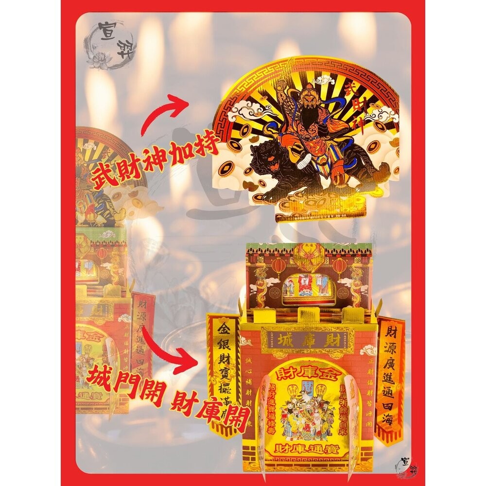 【宣羿】台中南屯37年 武財神強運財庫城 完整配置 祭祀金紙齊全組 祭祀 祈福 補運 追思 台製-細節圖2
