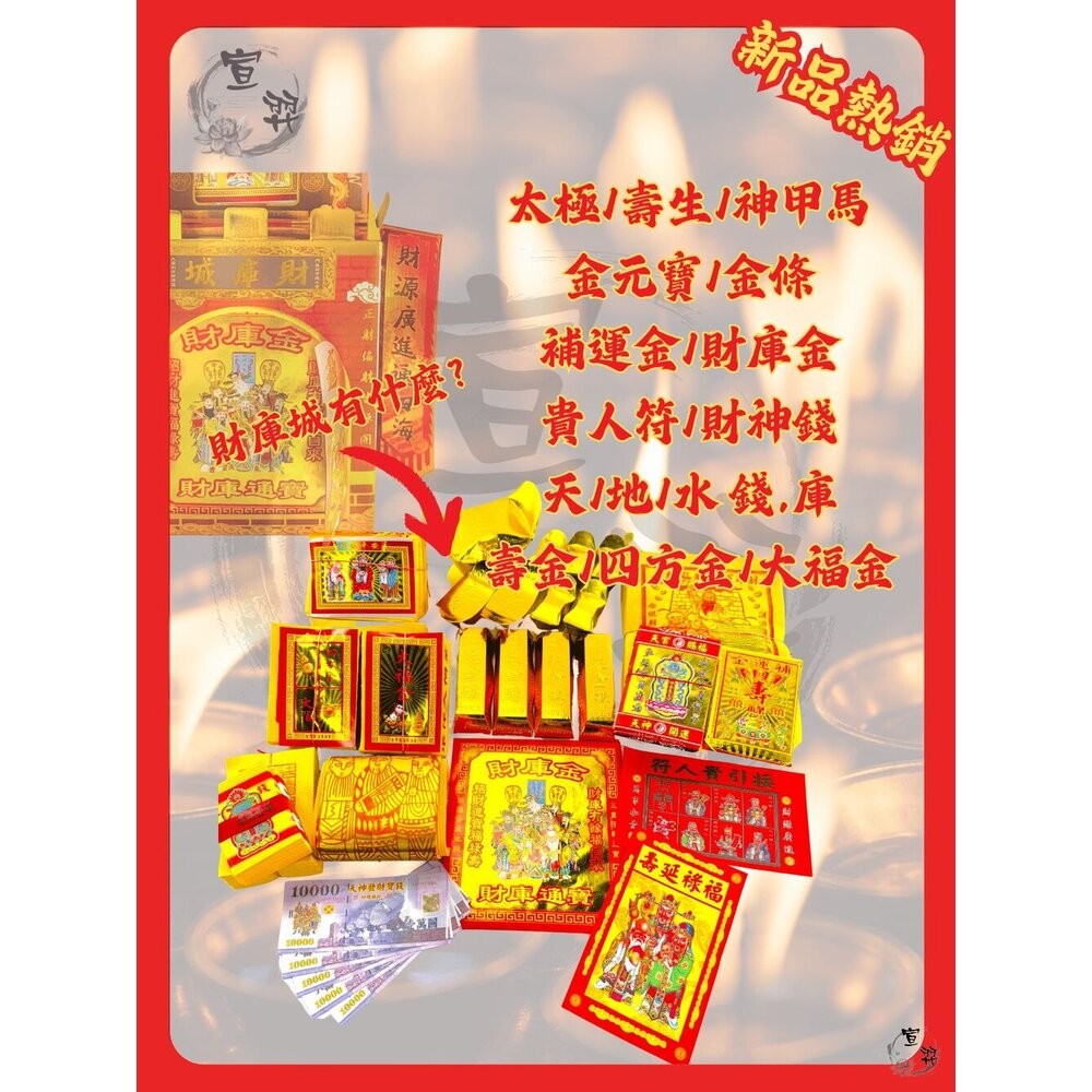 【宣羿】台中南屯37年 武財神強運財庫城 完整配置 祭祀金紙齊全組 祭祀 祈福 補運 追思 台製-細節圖4