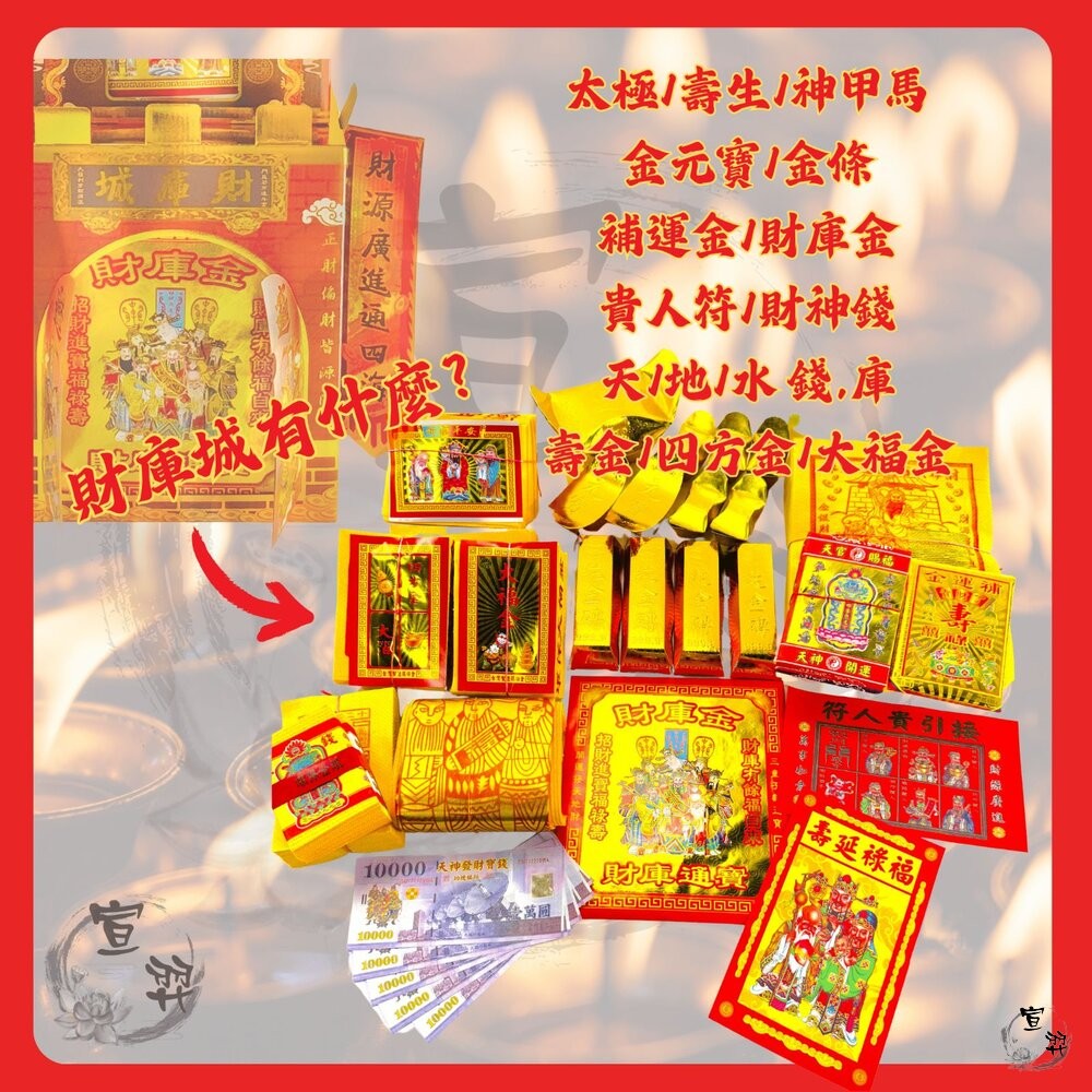 【台中35年老店-武財神強運財庫城】金紙 補財庫 祈福 開運 補庫 求財 財庫城 補運金 財庫金 武財神金 發財金 五路-細節圖5