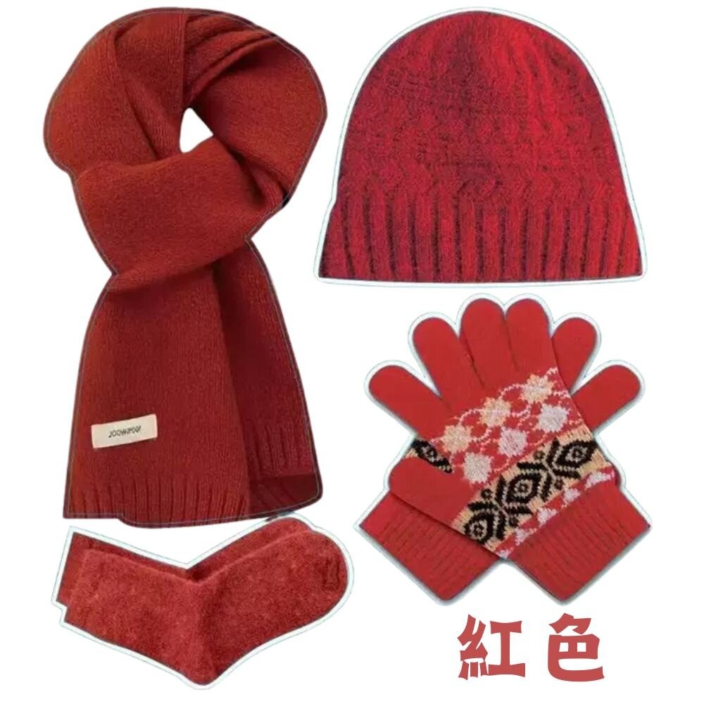 保暖四件套-紅色
