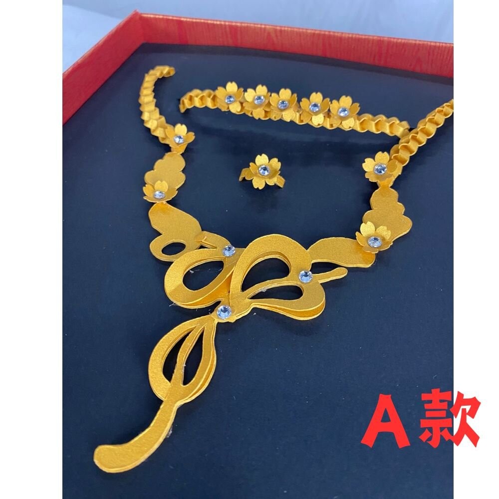 【宣羿】台中南屯37年 紙紮黃金項鍊首飾禮盒 紙紮金項鍊 紙紮黃金項鍊 紙紮黃金 祭祀 追思 祭祖 清明 台製-規格圖7