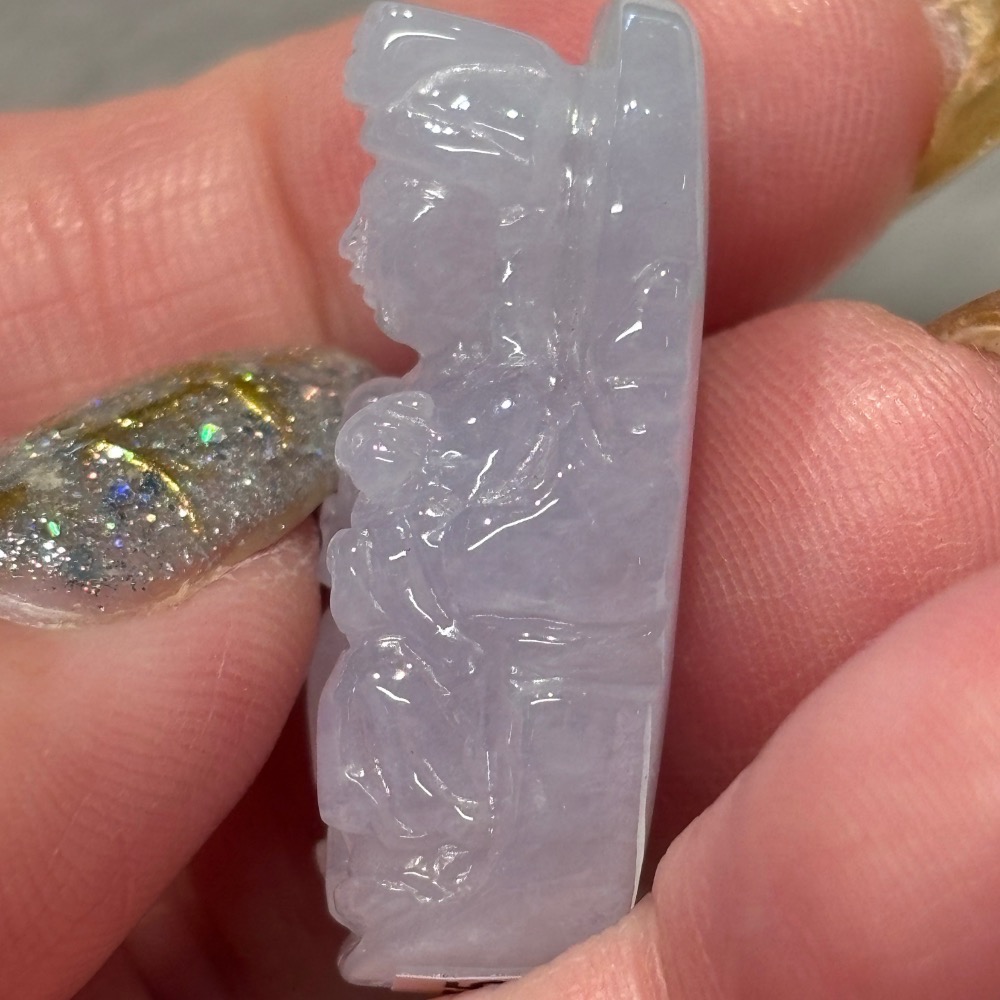 【一心翡翠】*天然緬甸玉翡翠A貨*冰紫小媽祖玉墜-細節圖3