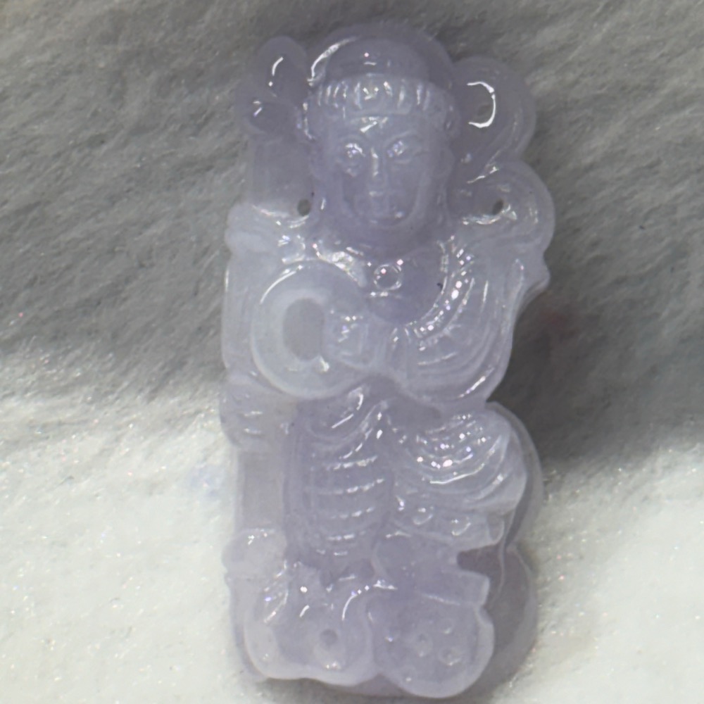 【一心翡翠】*天然緬甸玉翡翠A貨*冰紫三太子玉墜-細節圖3