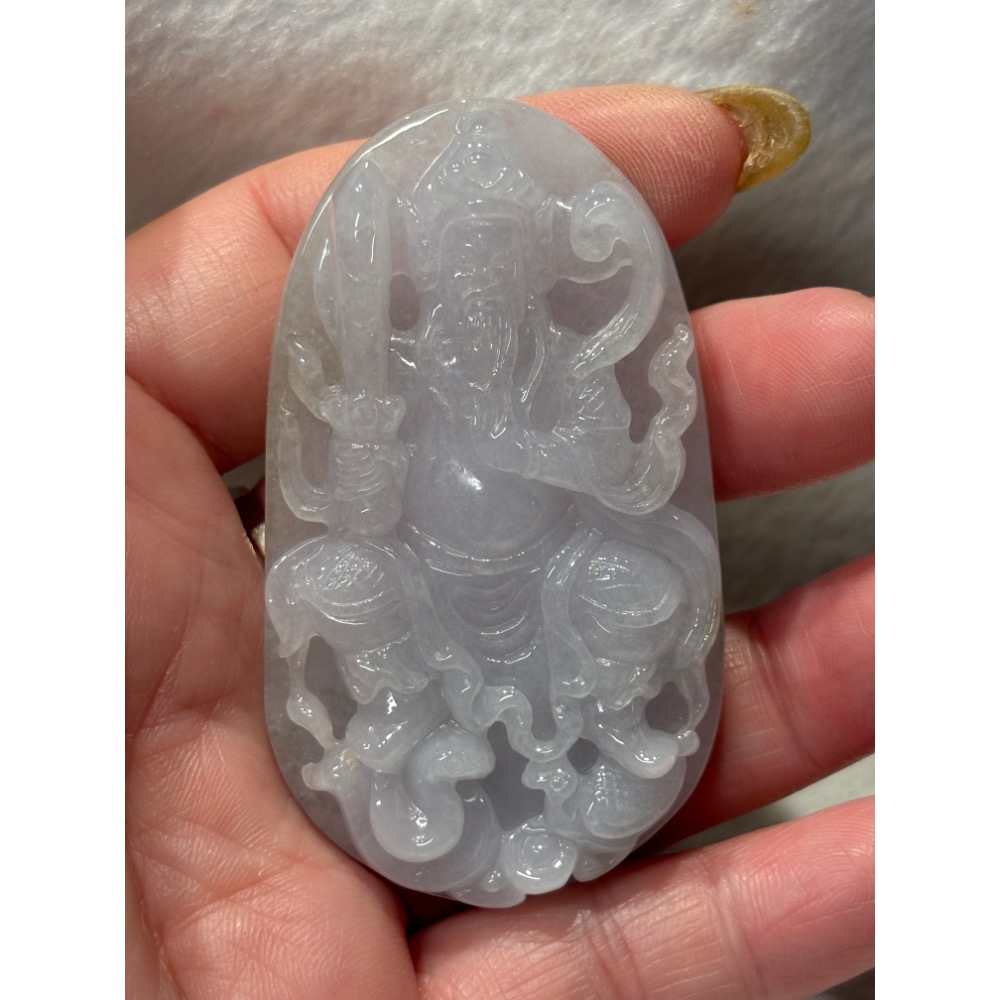 【一心翡翠】*天然緬甸玉翡翠A貨*冰紫玄天上帝玉墜-細節圖3