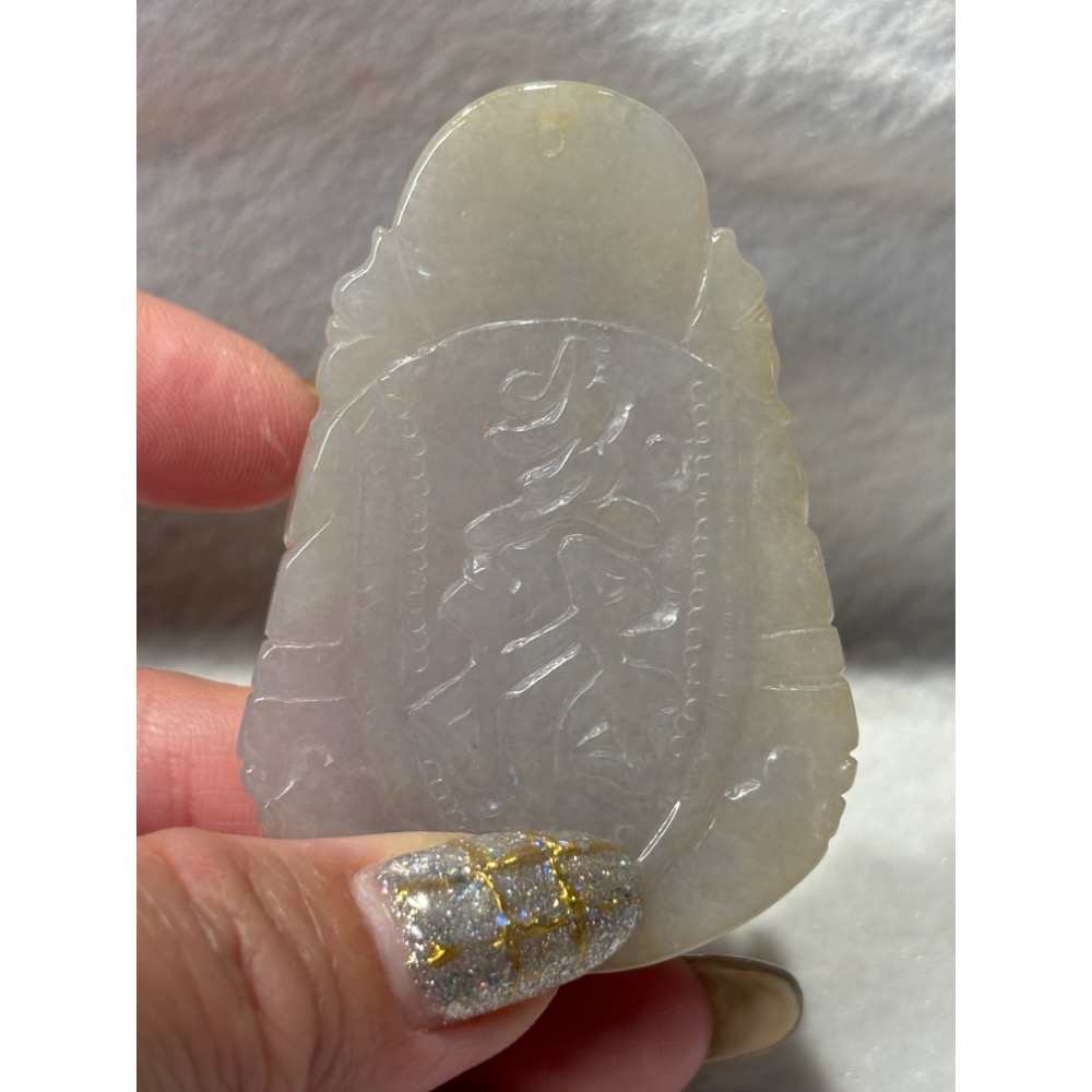 【一心翡翠】*天然緬甸玉翡翠A貨*細冰黃關聖帝君玉墜-細節圖2