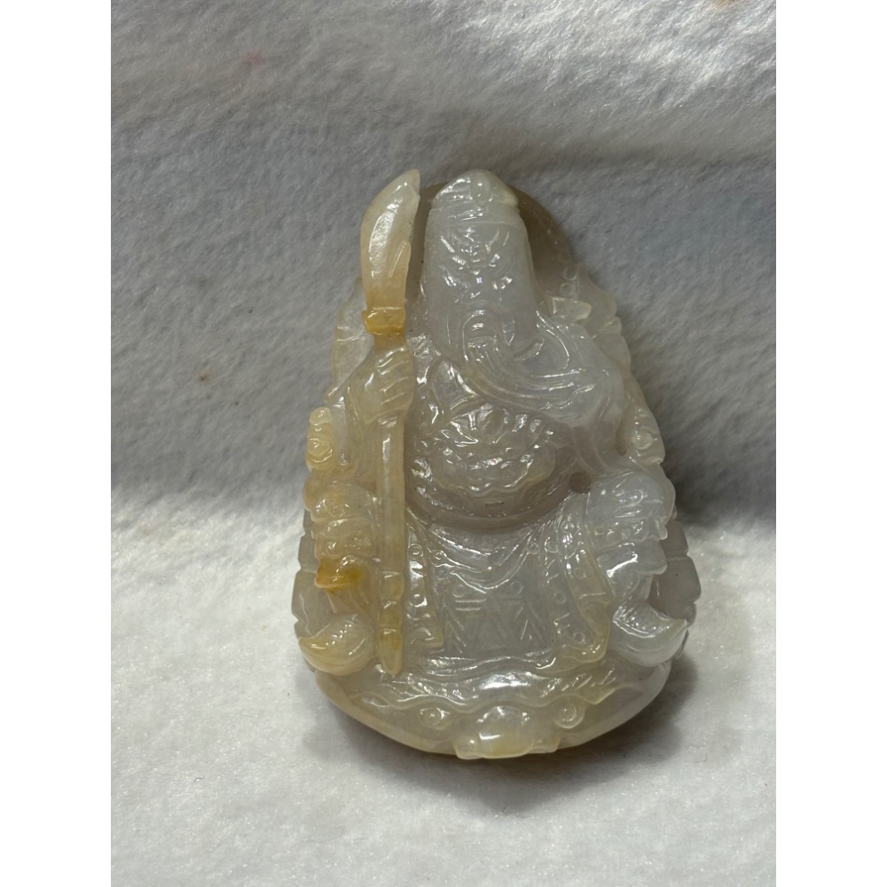 【一心翡翠】*天然緬甸玉翡翠A貨*細冰黃關聖帝君玉墜-細節圖3